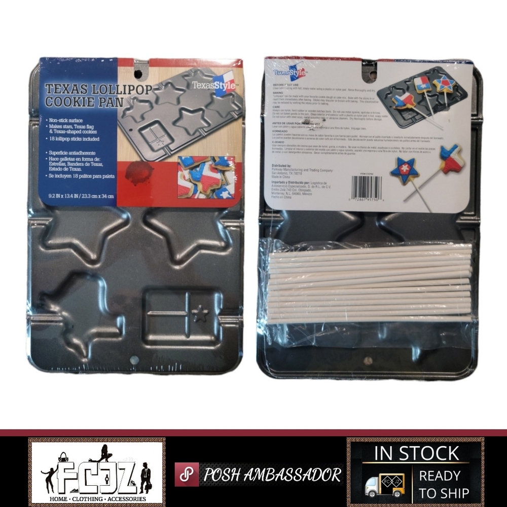 Texas Style - Texas Themed Lollipop Cookie Pan With 18 Lollipop Sticks, NEW